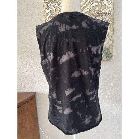 Forever 21 Rock Is Rolling Black Tie-Dye Cutout Tank Top Rose Guitar Graphic S - Picture 4 of 6